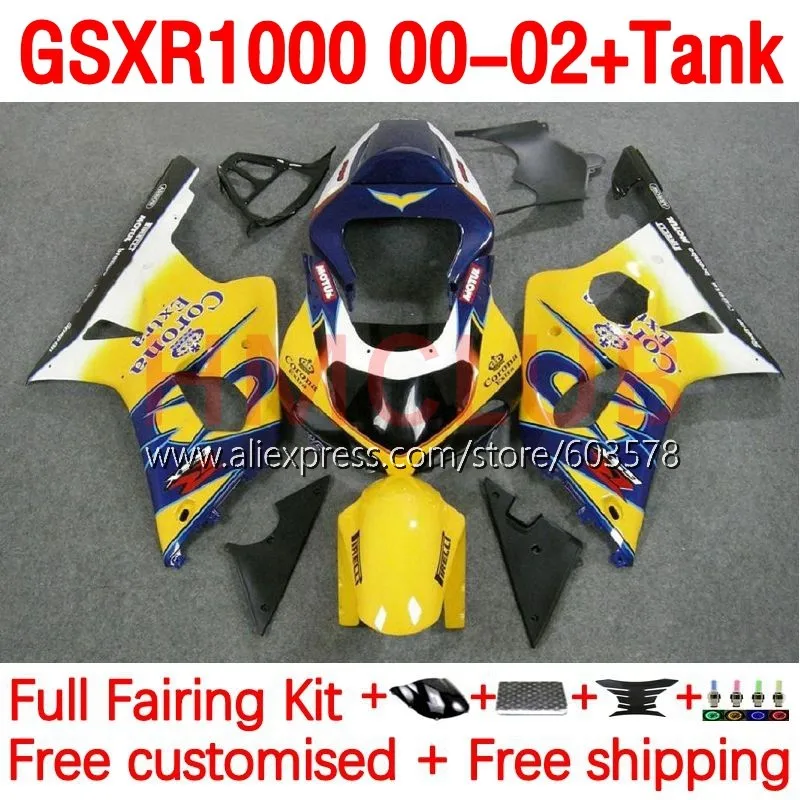 Tank OEM For SUZUKI GSXR-1000 GSXR 1000 CC K2 GSXR1000 yellow stock 00 01 02 GSX-R1000 2000 2001 2002 Injection Fairing 176No.2
Tank OEM For SUZUKI GSXR-1000 GSXR 1000 CC K2 GSXR1000 yellow stock 00 01 02 GSX-R1000 2000 2001 2002 Injection Fairing 176No.2