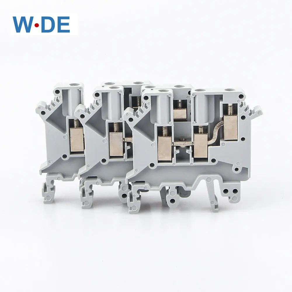 

50 Pcs Din Rail Terminal Block UK-5-TWIN One In Two Out Multi Conductor UK5 3 Conductors Screw Connection Wire Conductor