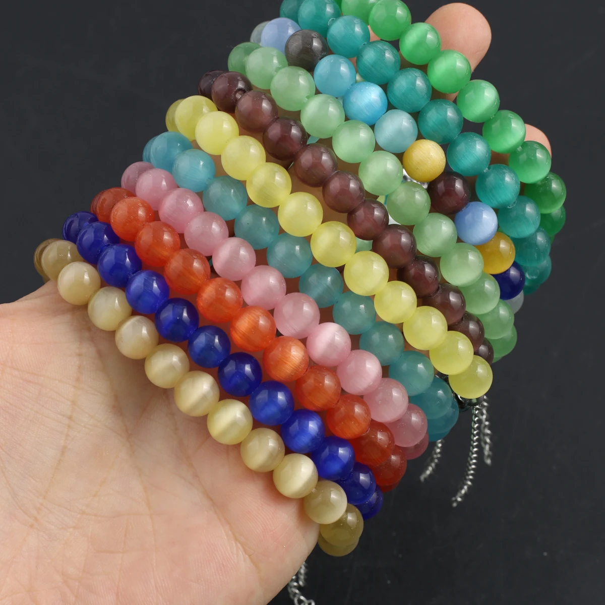 

7PCS Wholesale Random Natural Semiprecious Stone Color Opal Beads 8x8mm Bracelet Charm Jewelry Accessories Gift 18+5cm