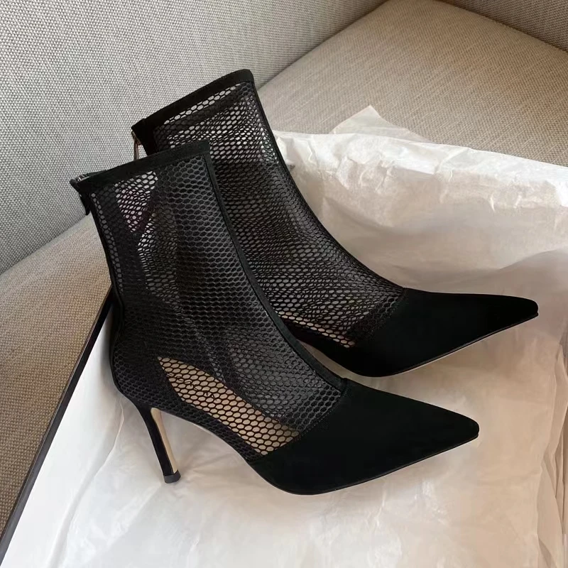 New Black Mature Mesh Women Boots High Heel Pumps Floral Lace-Up Thin High Heels Ankle Pointed Toed Party Wedding Shoes
New Black Mature Mesh Women Boots High Heel Pumps Floral Lace-Up Thin High Heels Ankle Pointed Toed Party Wedding Shoes