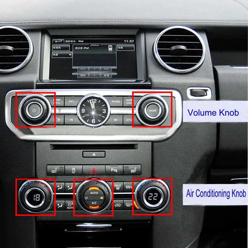 Black Car Panel Air Conditioning Volume Knobs Switch for Land Rover Discovery 4 LR4 Range Rover Sport Decorative Button Cover
Black Car Panel Air Conditioning Volume Knobs Switch for Land Rover Discovery 4 LR4 Range Rover Sport Decorative Button Cover