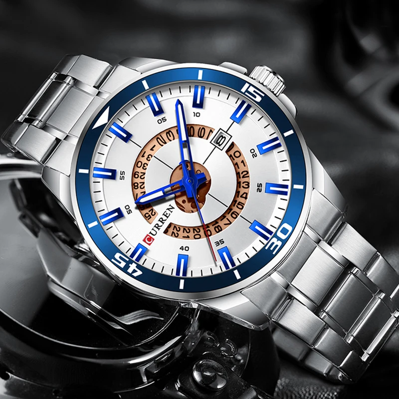 

Curren Top Brands Fashion Business Men Watch Waterproof Calendar Luminous Male Wristwatch Stainless Steel Strap Lover Watches