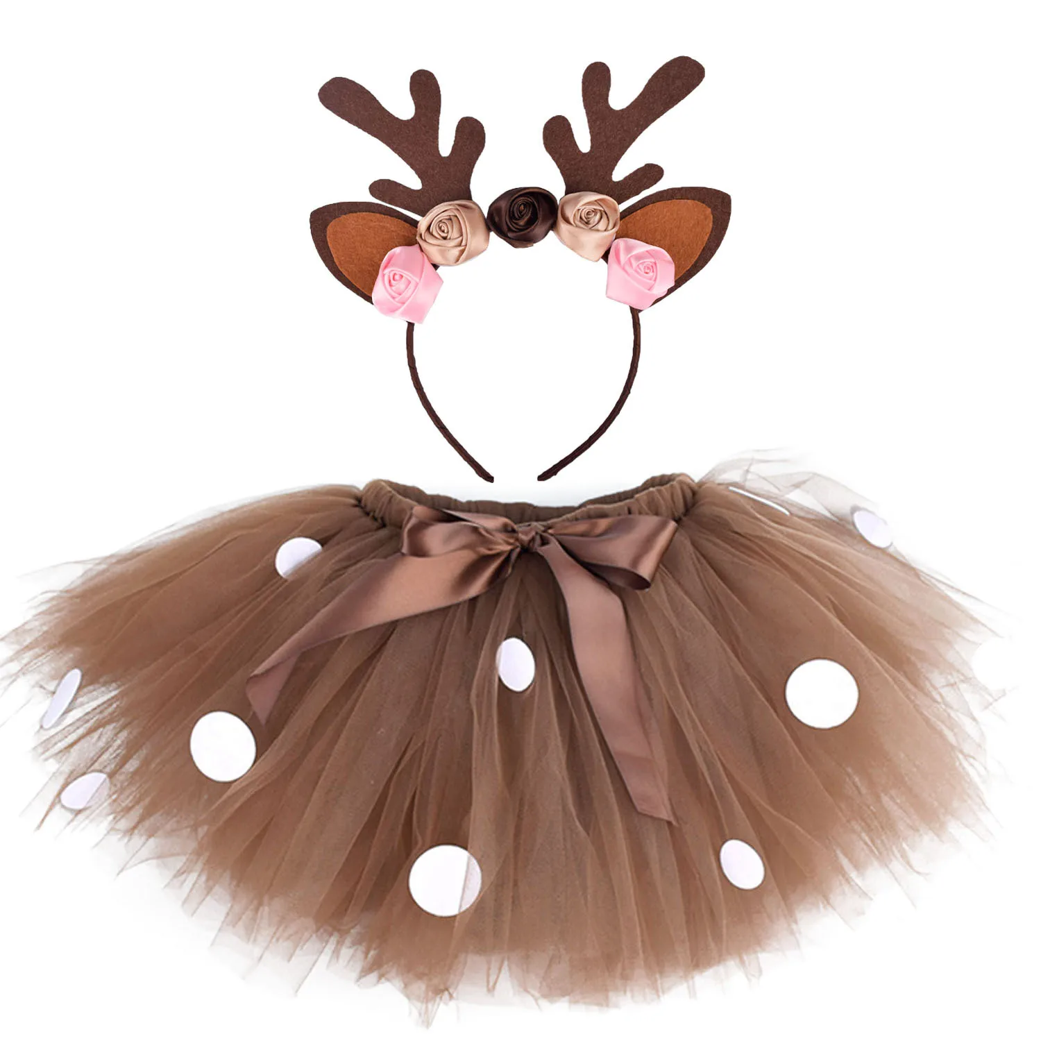 

Пышная коричневая юбка-пачка с оленем для девочек, детский Рождественский костюм, детская фатиновая юбка с оленями для Хэллоуина, детский н...