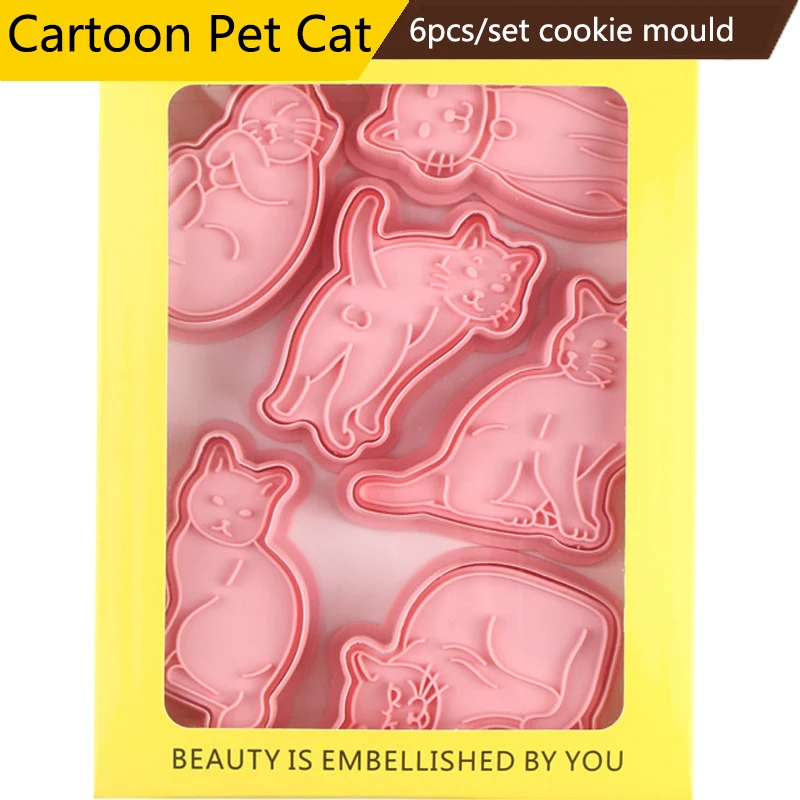 6pcs/set Cartoon Cat Biscuit Mould Animal Cookie Cutters 3D Plastic Pressable Cookie Tools Baking Accessories Cookie Decorating
6pcs/set Cartoon Cat Biscuit Mould Animal Cookie Cutters 3D Plastic Pressable Cookie Tools Baking Accessories Cookie Decorating