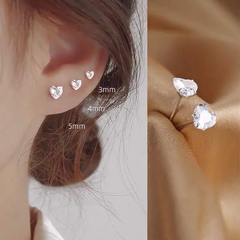 1 Pair Fashion and Simplicity Silver Heart Ear Studs Women's Exquisite Cubic Zirconia Earrings
1 Pair Fashion and Simplicity Silver Heart Ear Studs Women's Exquisite Cubic Zirconia Earrings