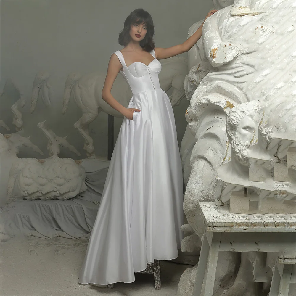 UETEEY Elegant Wedding Dress Vestido De Noiva Sweep Train 2022 A-Line Sweetheart Satin Wedding Gowns Sleeveless Zipper Back
UETEEY Elegant Wedding Dress Vestido De Noiva Sweep Train 2022 A-Line Sweetheart Satin Wedding Gowns Sleeveless Zipper Back