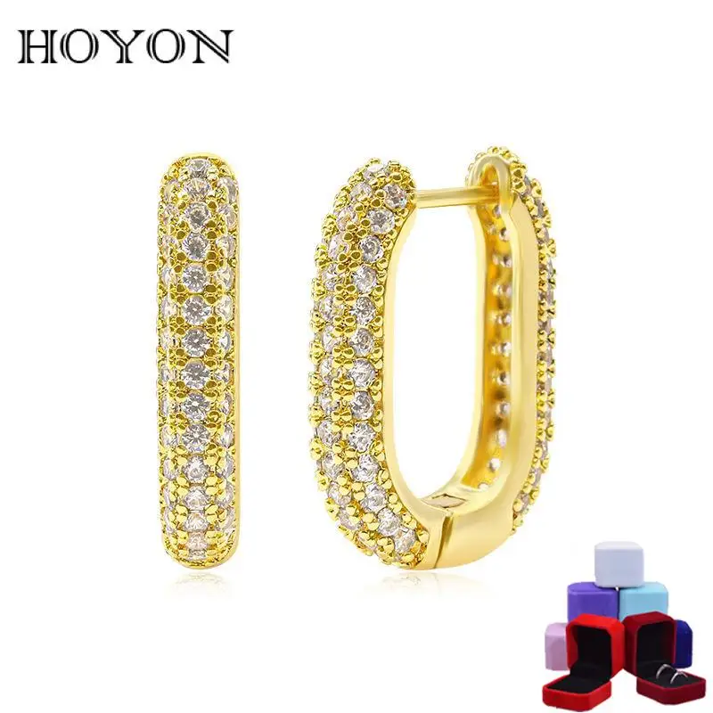 HOYON 18K Gold Color Earrings for women jewelry white diamond zircon geometric fashion office lady high-end earring free ship
HOYON 18K Gold Color Earrings for women jewelry white diamond zircon geometric fashion office lady high-end earring free ship
