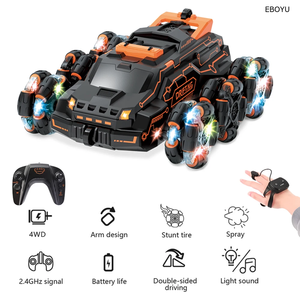 JJRC JC03 Six Wheels Swing Arms RC Stunt Car 1:24 2.4GHz RC Drift Car Remote Control Car 4WD with Music Lights Water Spray Car
JJRC JC03 Six Wheels Swing Arms RC Stunt Car 1:24 2.4GHz RC Drift Car Remote Control Car 4WD with Music Lights Water Spray Car