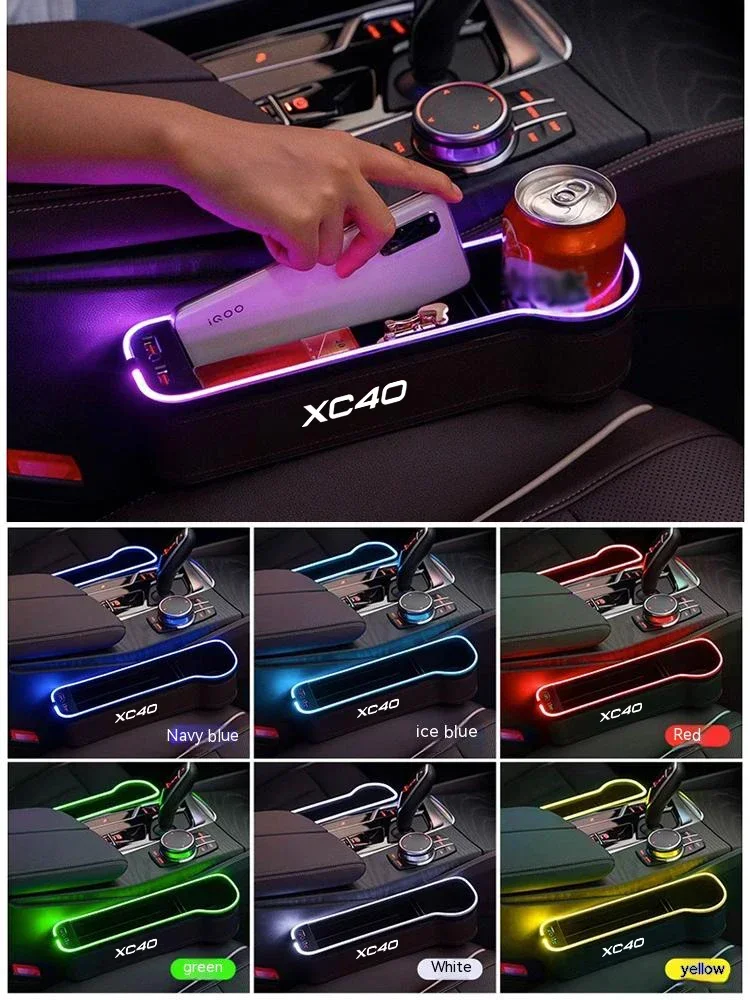 For Volvo XC40 Gm Car LED 7 Color Seat Storage Box with Atmosphere Light Car Seat Cleaning Organizer Seat USB Charging Car parts
For Volvo XC40 Gm Car LED 7 Color Seat Storage Box with Atmosphere Light Car Seat Cleaning Organizer Seat USB Charging Car parts