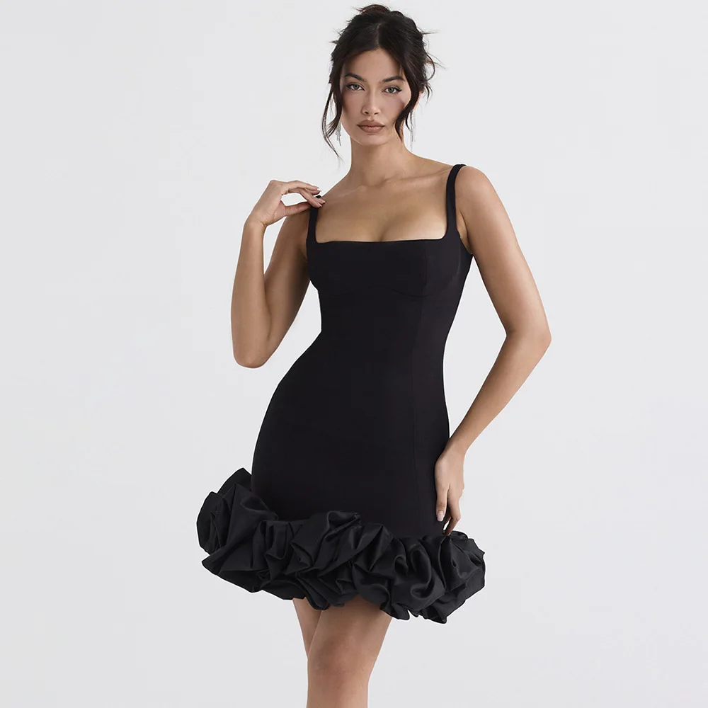 Women Summer Spaghetti Strap Square Collar Ruffle Mini Dress Female Holiday Bodycon Sexy Elegant Black Club Evening Party Dress
Women Summer Spaghetti Strap Square Collar Ruffle Mini Dress Female Holiday Bodycon Sexy Elegant Black Club Evening Party Dress