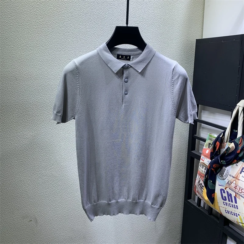 Men 2022 Summer New Ice Silk Men Polo Shirts Male Turn Down Collar Slim Fit Casual Knitted Tee Men Short Sleeve Shirt Homme A94 
Men 2022 Summer New Ice Silk Men Polo Shirts Male Turn Down Collar Slim Fit Casual Knitted Tee Men Short Sleeve Shirt Homme A94