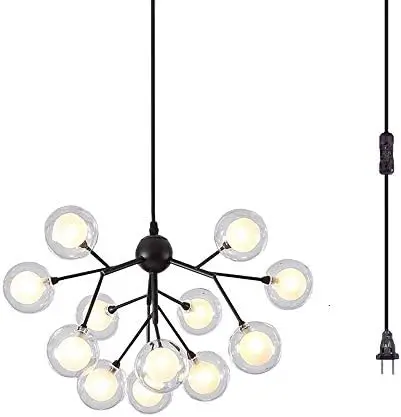 Plug in Sputnik Chandelier 12-Light Pendant Light with 16 ft Cord Bulbs Included (Black)
Plug in Sputnik Chandelier 12-Light Pendant Light with 16 ft Cord Bulbs Included (Black)