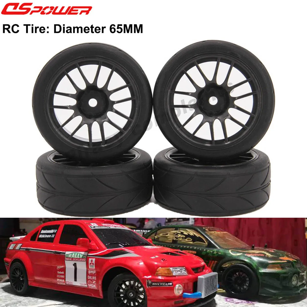 

4PCS 1.9 inch tires 65mm 1/10 On Road Tires & Wheels Rims 12mm Hex Hub for Tamiya Exceed RC Touring Car 144001 94123 94122 CS