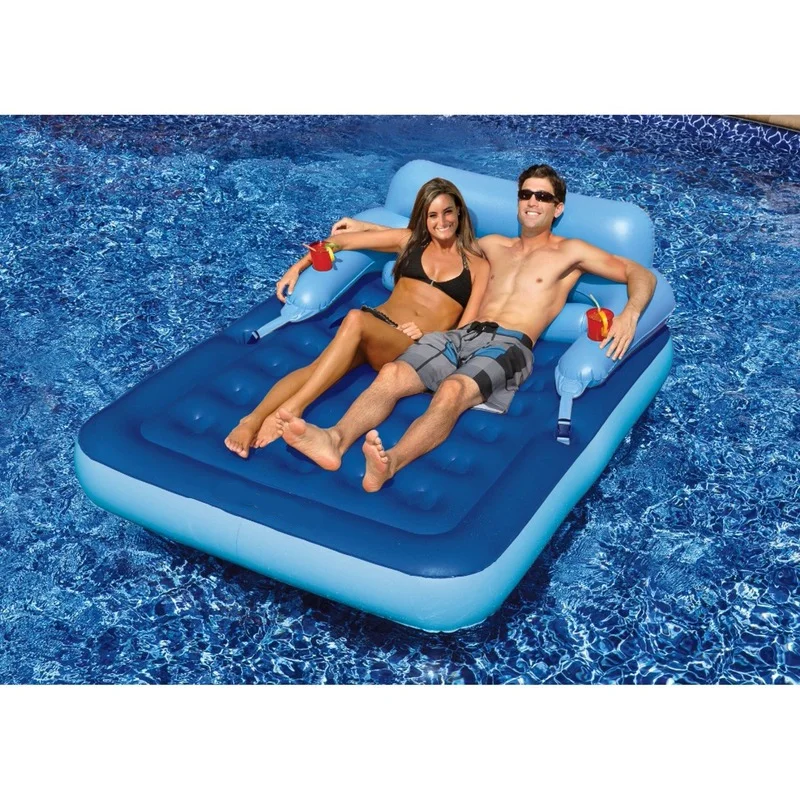 

Home OutdoorInflatable Clear Blue Two Player Double Person Air Sofa Bubble Chair Summer Water Beach Party Blow Up Couchs Lounger