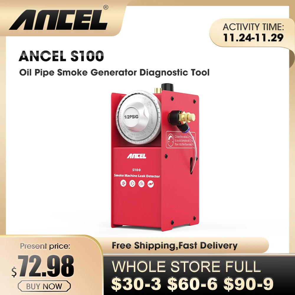 ANCEL S100 Car Smoke Leak Detector Automotive EVAP Leakage Gas Leakage Locator Oil Pipe Smoke Generator Diagnostic Tool For Car
ANCEL S100 Car Smoke Leak Detector Automotive EVAP Leakage Gas Leakage Locator Oil Pipe Smoke Generator Diagnostic Tool For Car