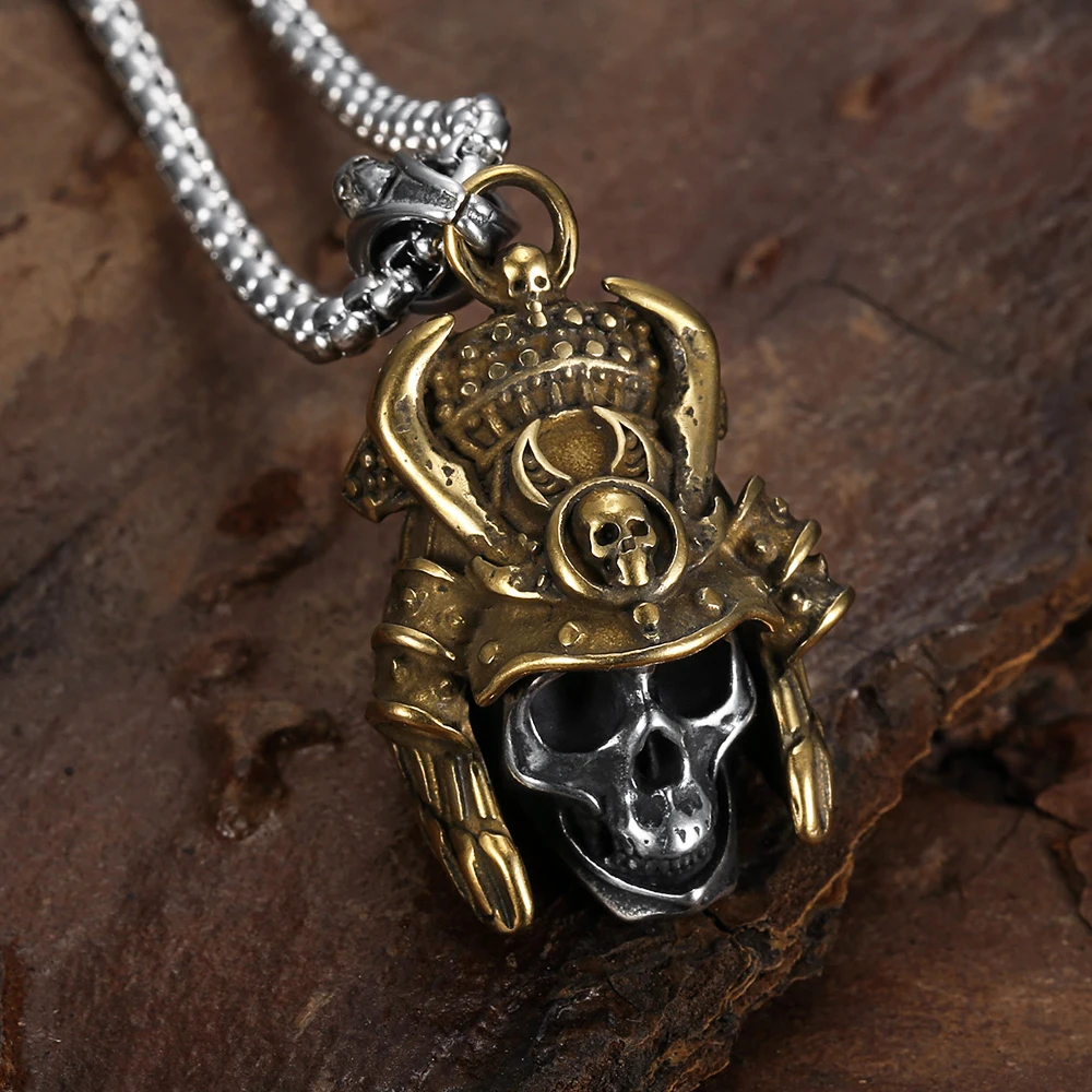 Ожерелье с подвеской в виде черепа самурая из нержавеющей стали 316L 
Ожерелье с подвеской в виде черепа самурая из нержавеющей стали 316L