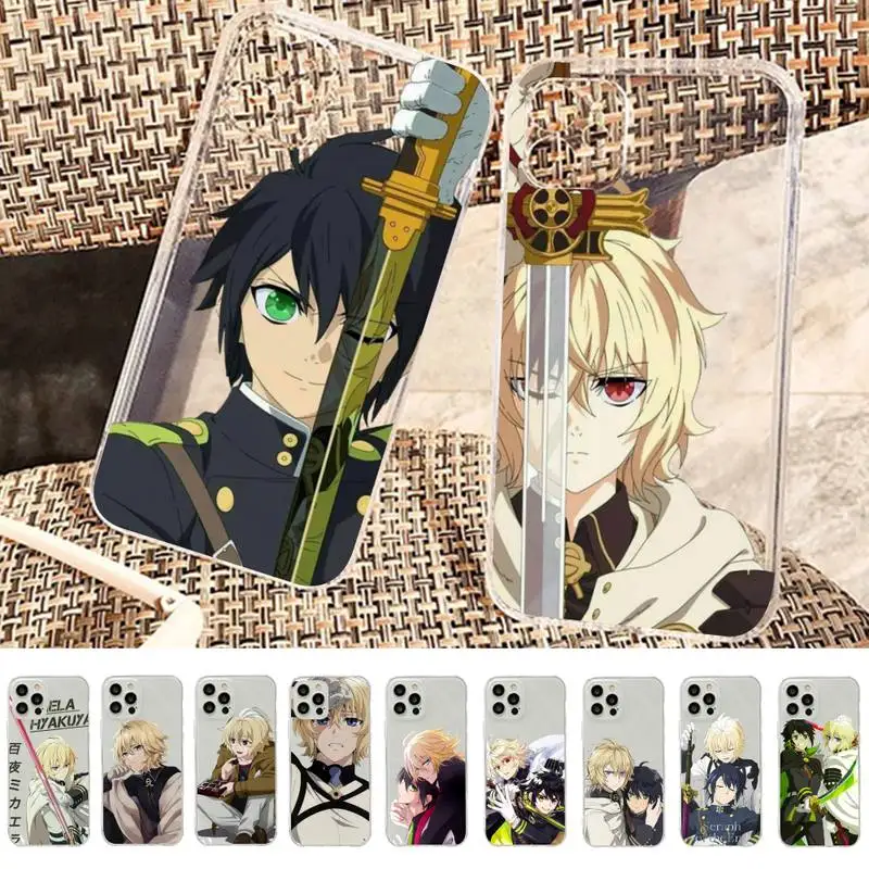 

Anime Seraph of the end Mikaela Hyakuya Phone Case For iPhone 11 12 13 14 Mini Pro Max XR X XS Clear Case For 8 7 6 Plus SE 2020