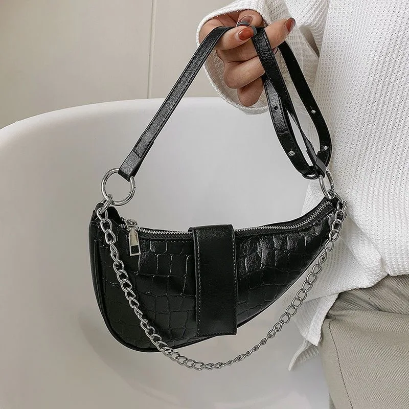 

Маленькие сумки на плечо для женщин, миниатюрная винтажная дизайнерская Дамская сумочка в форме полумесяца, Модный милый кожаный саквояж кросс-боди