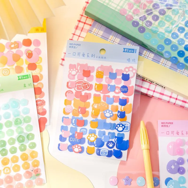 3Pcs Cute Dots Stickers Scrapbook Colorful Decorative Adhesive Sticker Decoration Label For DIY Planner Supplies
3Pcs Cute Dots Stickers Scrapbook Colorful Decorative Adhesive Sticker Decoration Label For DIY Planner Supplies