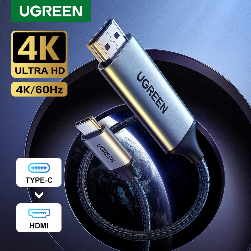 Адаптер UGREEN USB Type C-HDMI 4K для ТВ кабель C ПК Macbook Pro iPad Samsung Galaxy Pixelbook Xiaomi HDMI |