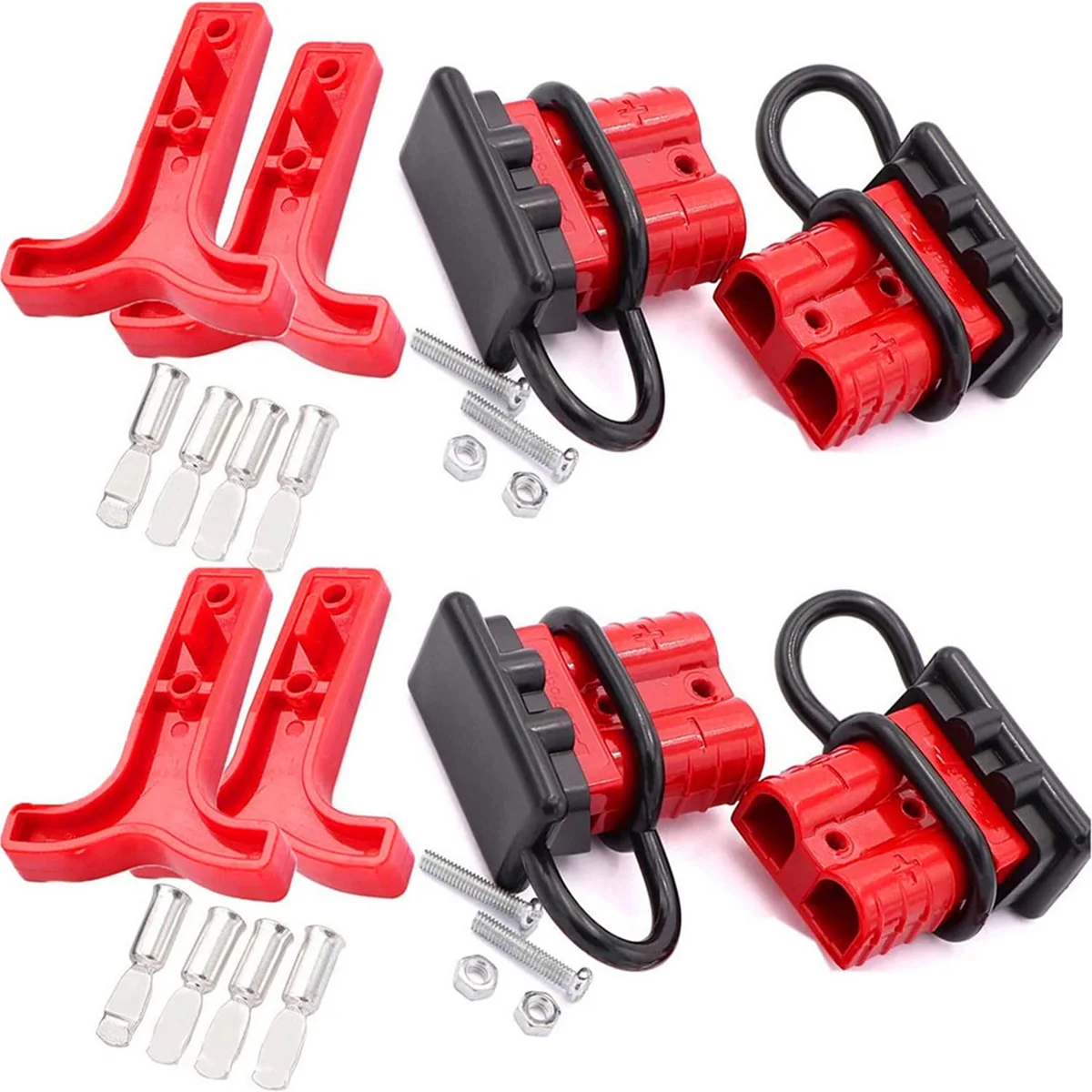 

4Set 600V 50A Battery Power Quick Connector Terminal Kit Connect Plug Disconnect Winch Trailer Connect Red