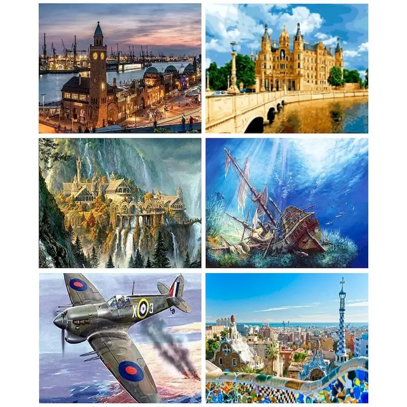 

GATYZTORY Paint By Number Scenery DIY Pictures By Numbers Build Kits Drawing On Canvas Hand Painted Painting Art Gift Home Decor