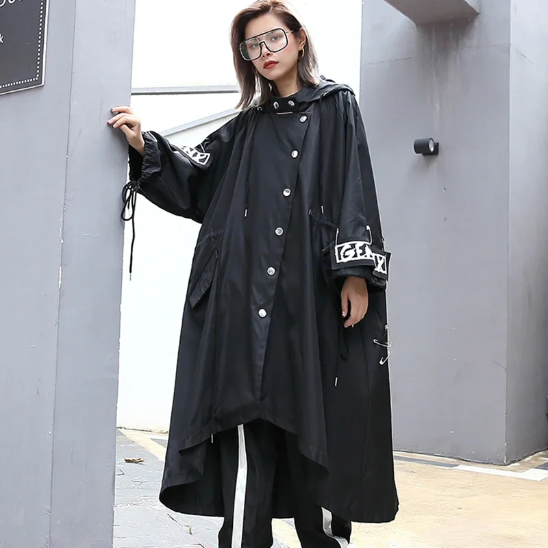 Spliced Plus Size Black Trench For Women Tide Long Print Streetwear Hoodie Casual Female Wide Waisted Coat 2021
Spliced Plus Size Black Trench For Women Tide Long Print Streetwear Hoodie Casual Female Wide Waisted Coat 2021