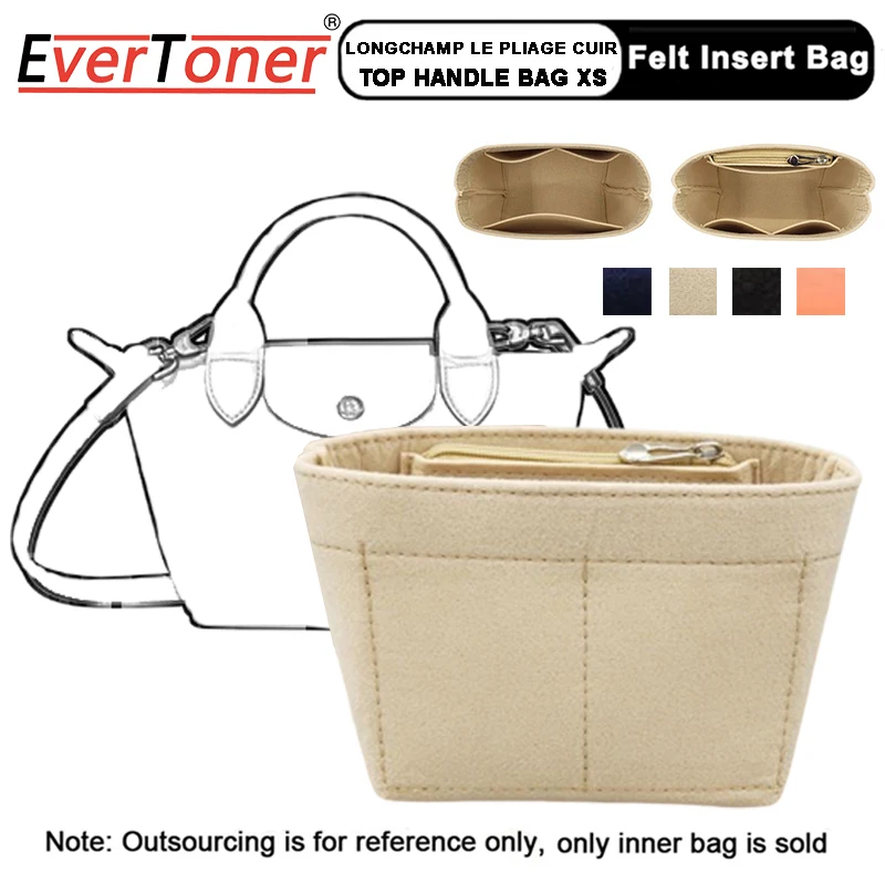 

EverToner Felt Cloth Insert Bag For Longchamp LE PLIAGE CUIR Top Handle Bag XS Bag Organizer Makeup Sling Organizer Travel Inner