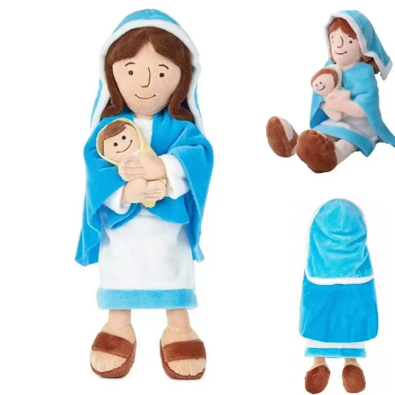 

12.8In My Friend Baby Jesus Plush Toy Soft Stuffed Virgin Mary Plushie Baby Doll Christian Toys Christ Religious Decoration Kids
