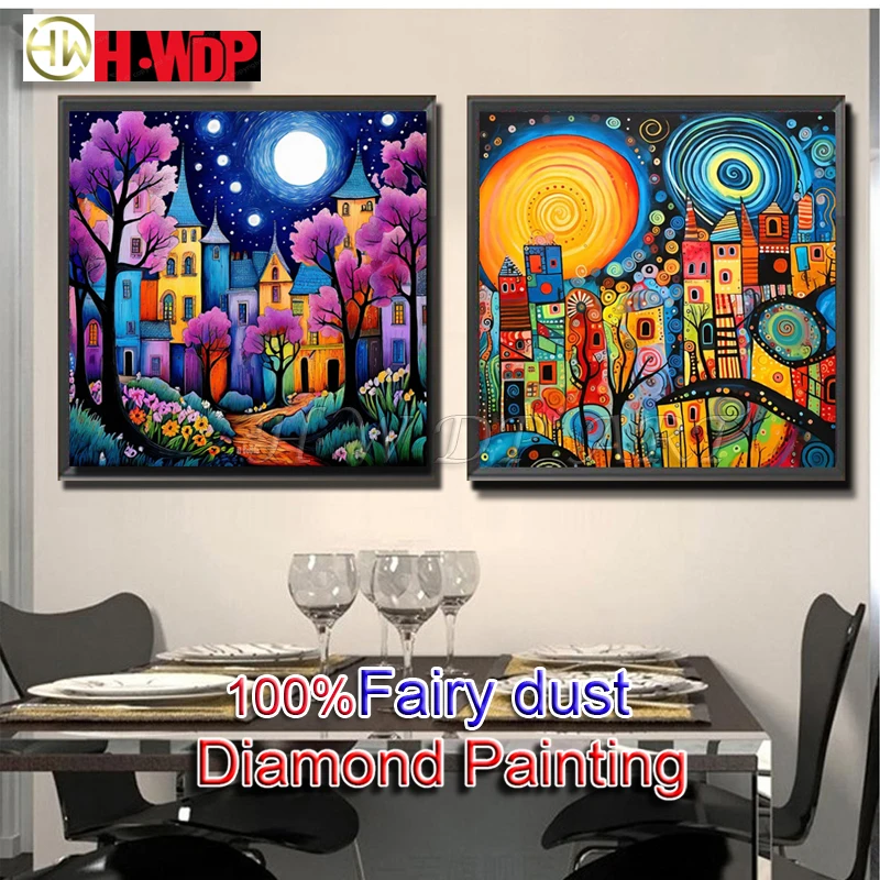 100% г. картина из страз "Фея пыли" 5D квадратная вышивка Landscpe крестиком