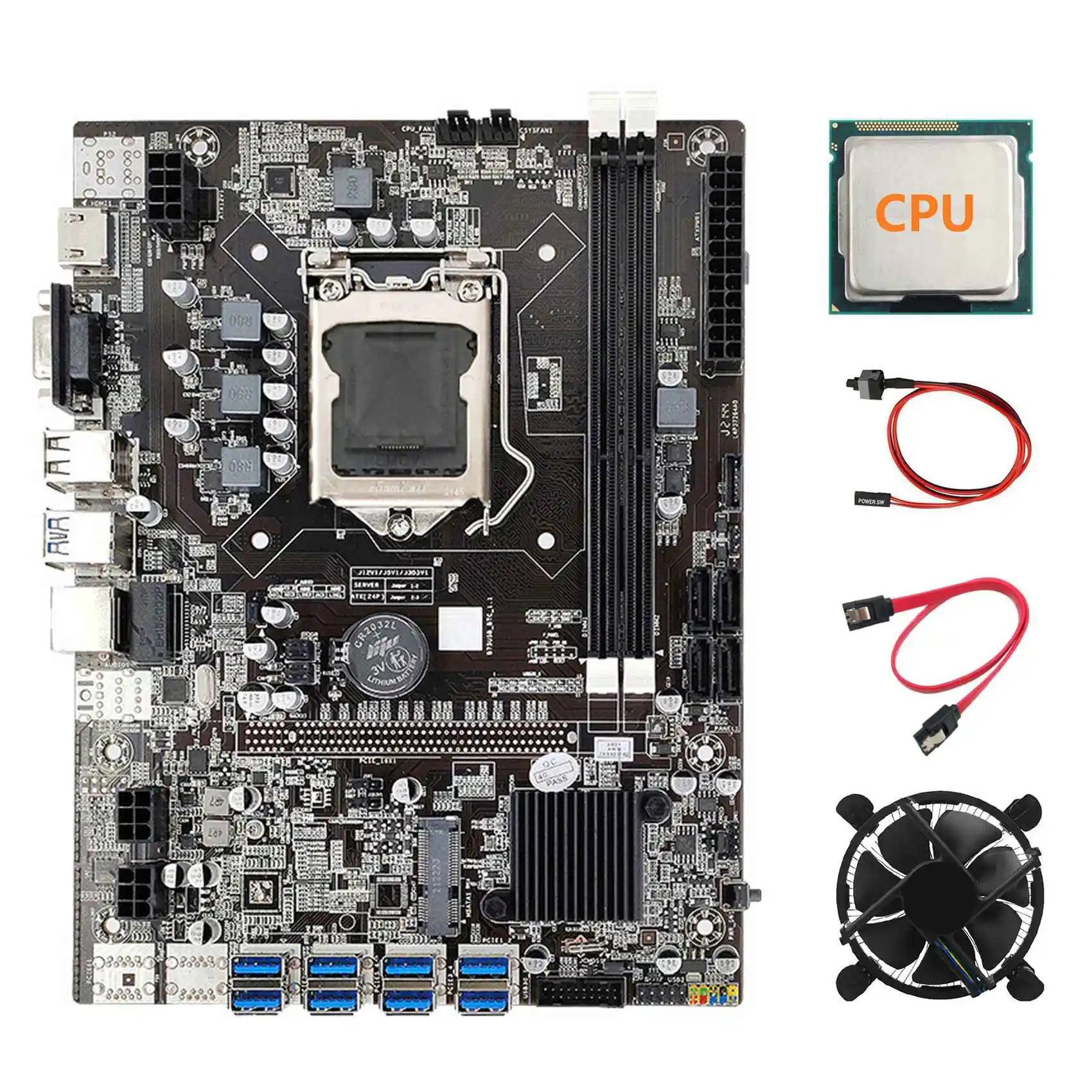 B75 ETH Mining Motherboard+CPU+Cooling Fan+SATA Cable+Switch Cable LGA1155 8XPCIE USB Adapter DDR3 MSATA Motherboard
B75 ETH Mining Motherboard+CPU+Cooling Fan+SATA Cable+Switch Cable LGA1155 8XPCIE USB Adapter DDR3 MSATA Motherboard