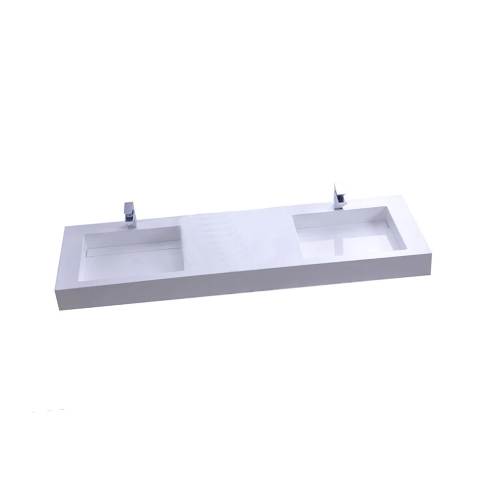 

1800mm Corain Rectangular Under Counter Vessel Wash Sink Hidden Style Drain Solid Surface Stone Washbasin RS38265