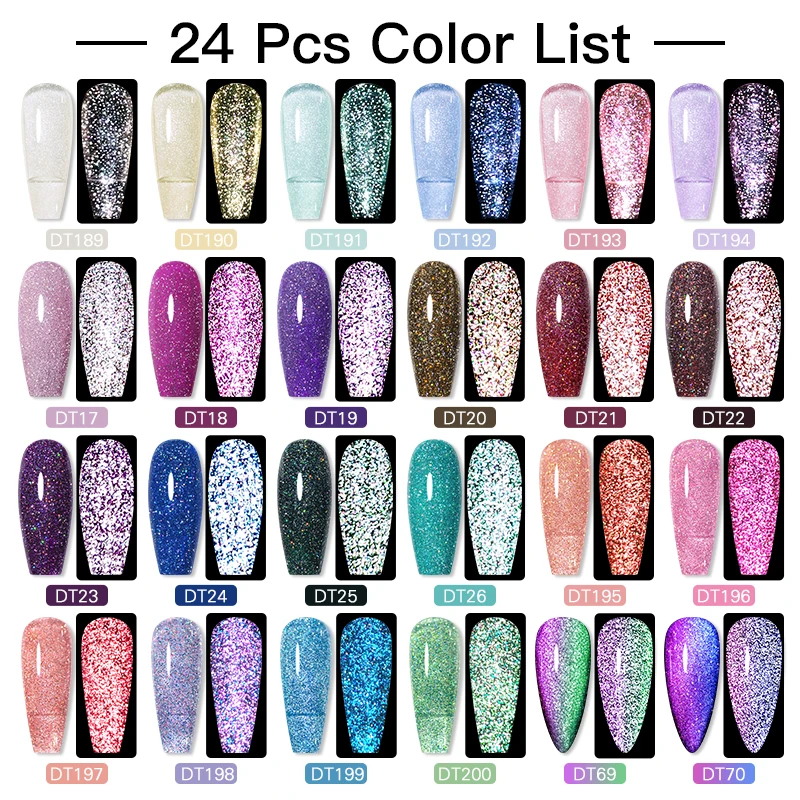 MEET ACROSS 10/24Pcs Reflective Glitter Gel Nail Polish Glitter Laser Semi Permanent Hybrid Soak Off UV Gel Nail Art Kits
MEET ACROSS 10/24Pcs Reflective Glitter Gel Nail Polish Glitter Laser Semi Permanent Hybrid Soak Off UV Gel Nail Art Kits
