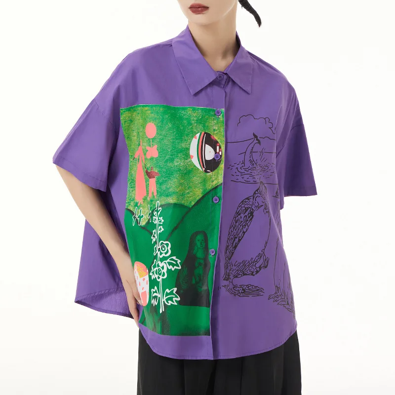 Women Fashion Print Short Sleeve Loose Blouse Tops Summer Female Streetwear Gothic Hip Hop Korean Style Casual Blouse Lady 91001
Women Fashion Print Short Sleeve Loose Blouse Tops Summer Female Streetwear Gothic Hip Hop Korean Style Casual Blouse Lady 91001