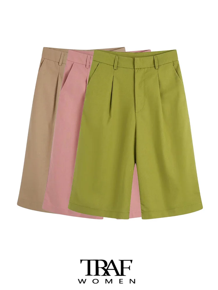 TRAF Women Fashion Front Darts Side Pockets Knee Length Pants Vintage High Waist Zipper Fly Female Trousers Mujer
TRAF Women Fashion Front Darts Side Pockets Knee Length Pants Vintage High Waist Zipper Fly Female Trousers Mujer