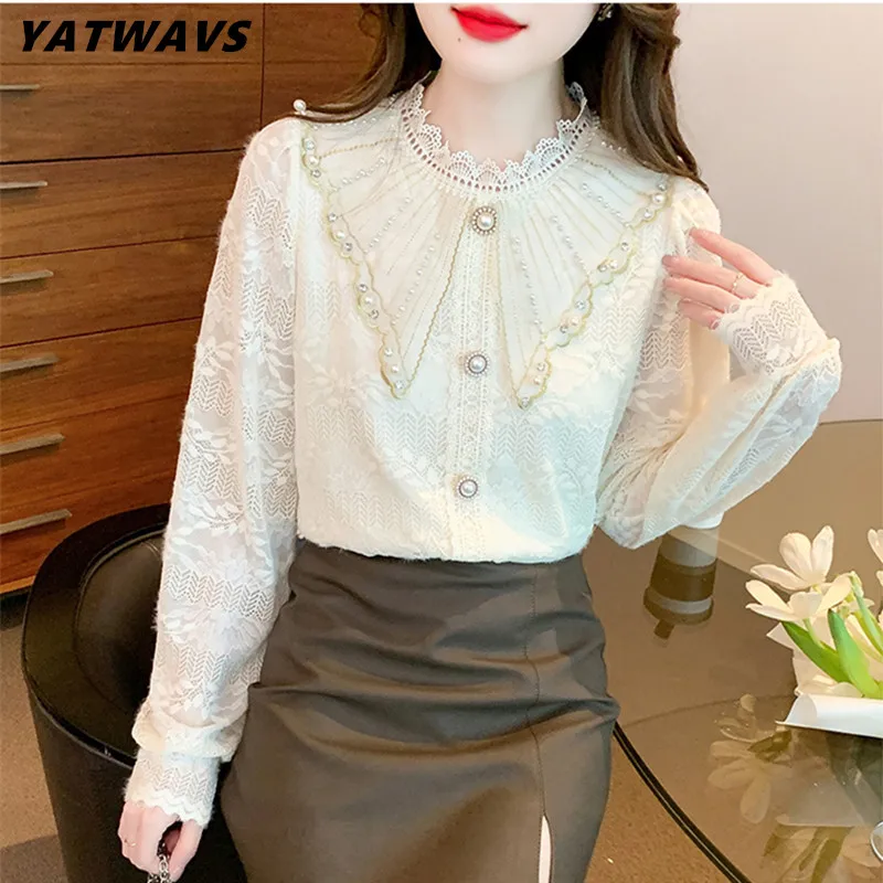 New Arrival Lace Beading Shirt Womens Blouse Vintage Work Casual Tops Spring Blouse Elegant Loose Shirt 2023 Female Clothing
New Arrival Lace Beading Shirt Womens Blouse Vintage Work Casual Tops Spring Blouse Elegant Loose Shirt 2023 Female Clothing
