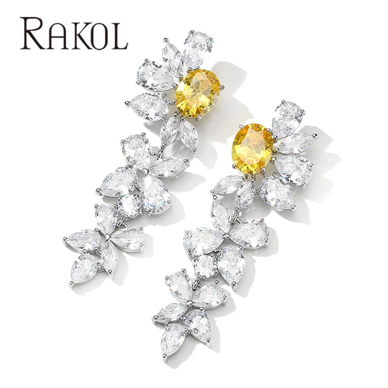 Rakol Fashion Yellow AAA Cubic Zirconia Flower Dangle Drop Earrings for Women Engagement Dress Jewelry Party Gift
Rakol Fashion Yellow AAA Cubic Zirconia Flower Dangle Drop Earrings for Women Engagement Dress Jewelry Party Gift