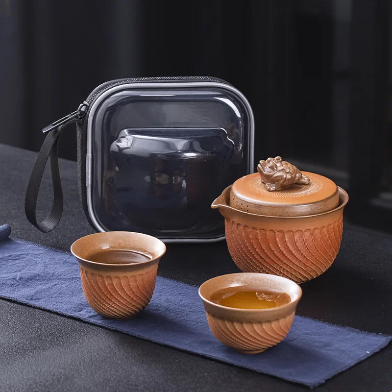 

Ceramic Teapots Gaiwan Teacups Chinese Outdoor Kung Fu Teaware Portable Travel Tea Sets with Travel Bag Drinking Utensils