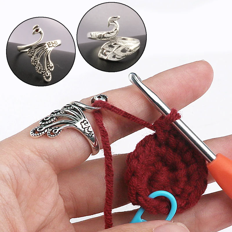 

1PC DIY Knitting Loop Crochet Tool Multi Style Ring Finger Wear Thimble Yarn Adjustable Open Finger Ring Sewing Accessories