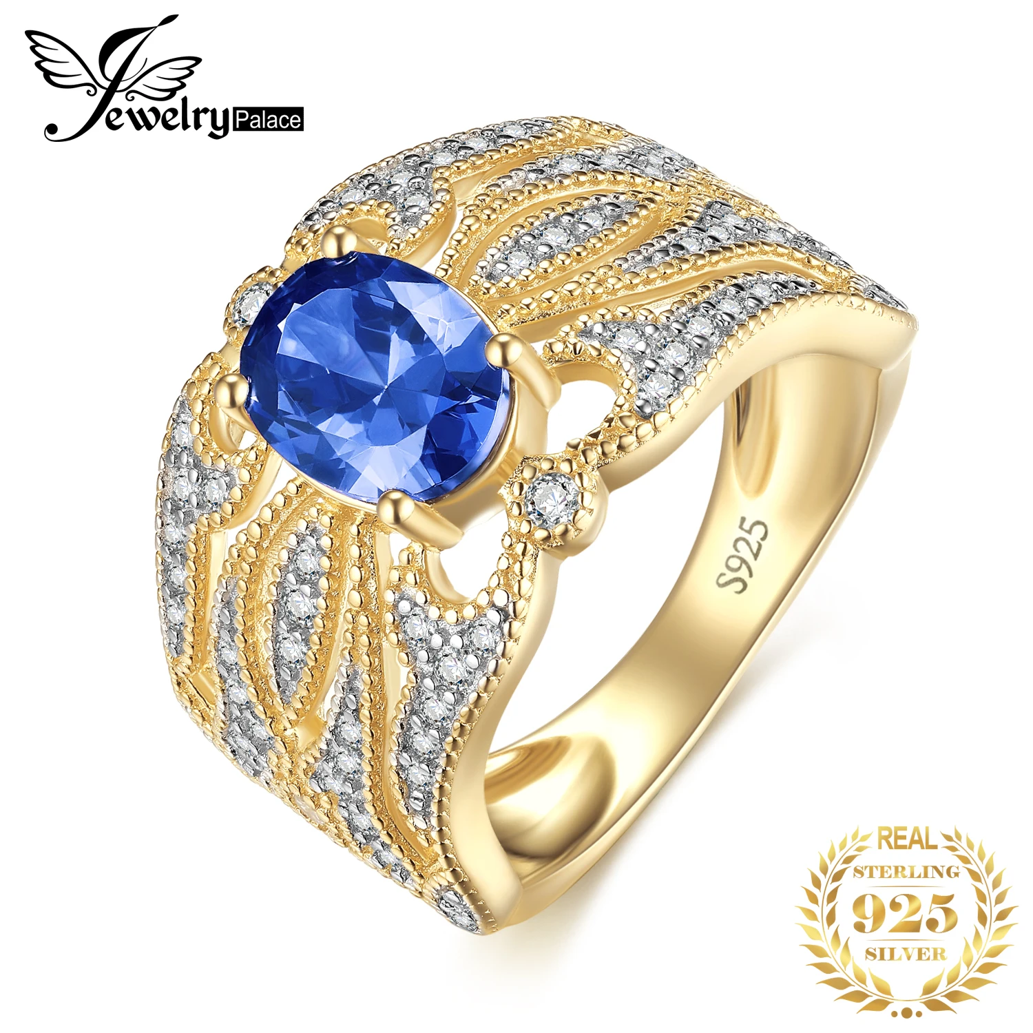 JewelryPalace Flower Vintage Oval 1.76ct Tanzanite Created Sapphire 925 Sterling Silver Solitaire Engagement Wedding Ring Gold
JewelryPalace Flower Vintage Oval 1.76ct Tanzanite Created Sapphire 925 Sterling Silver Solitaire Engagement Wedding Ring Gold