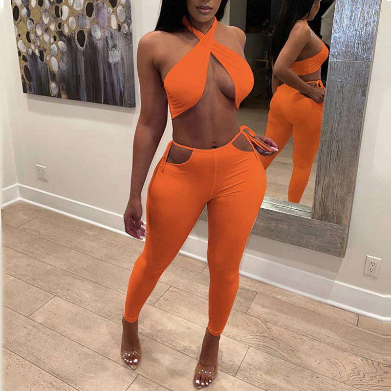 Sexy Cross Halter Crop Tops and Skinny Long Pant Two-piece Set Party Club Women Bandage Cut Out Fashion Y2k Outfit Clothes 25426
Sexy Cross Halter Crop Tops and Skinny Long Pant Two-piece Set Party Club Women Bandage Cut Out Fashion Y2k Outfit Clothes 25426