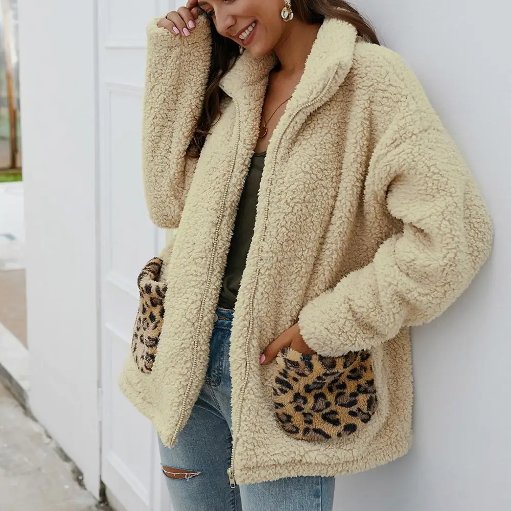 Women Winter Zipper Faux Fur Teddy Coat Warm Soft Plush Fur Jacket Warm Leopard Fashion Female Plush Overcoat Pocket Outwear
Women Winter Zipper Faux Fur Teddy Coat Warm Soft Plush Fur Jacket Warm Leopard Fashion Female Plush Overcoat Pocket Outwear