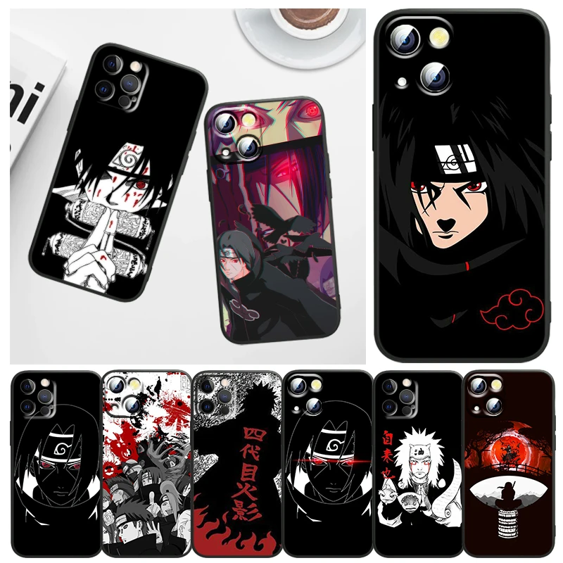 

Phone Case For Apple iPhone 14 13 12 11 mini 8 7 6 XS XR X SE 2020 Pro Max Plus Funda Japanese Cool Comic N-Naruto Black Cover