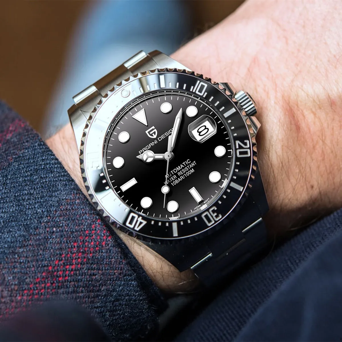 PAGANI DESIGN Men's Business Mechanical Sapphire Wristwatch Ceramic Bezel Luminous Watches Full Steel 100M Waterproof Clock Man
PAGANI DESIGN Men's Business Mechanical Sapphire Wristwatch Ceramic Bezel Luminous Watches Full Steel 100M Waterproof Clock Man