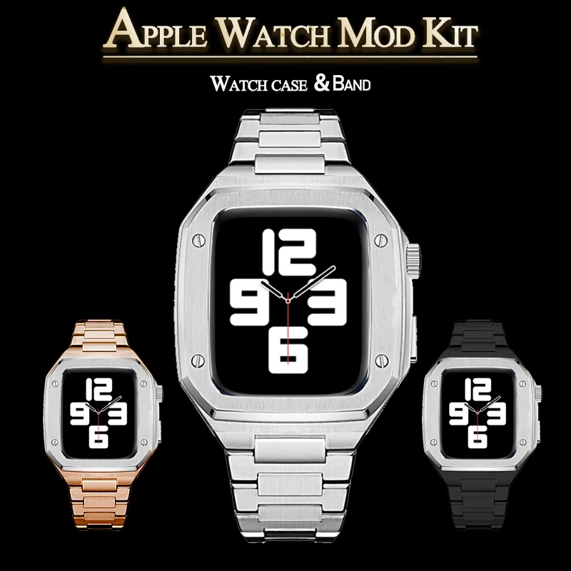 Stainless Steel Case for Apple Watch Band 7 45mm Metal for Series Iwatch 6 5 4 SE 44MM Luxury Modification Kit Mod Metal Bezel 
Stainless Steel Case for Apple Watch Band 7 45mm Metal for Series Iwatch 6 5 4 SE 44MM Luxury Modification Kit Mod Metal Bezel