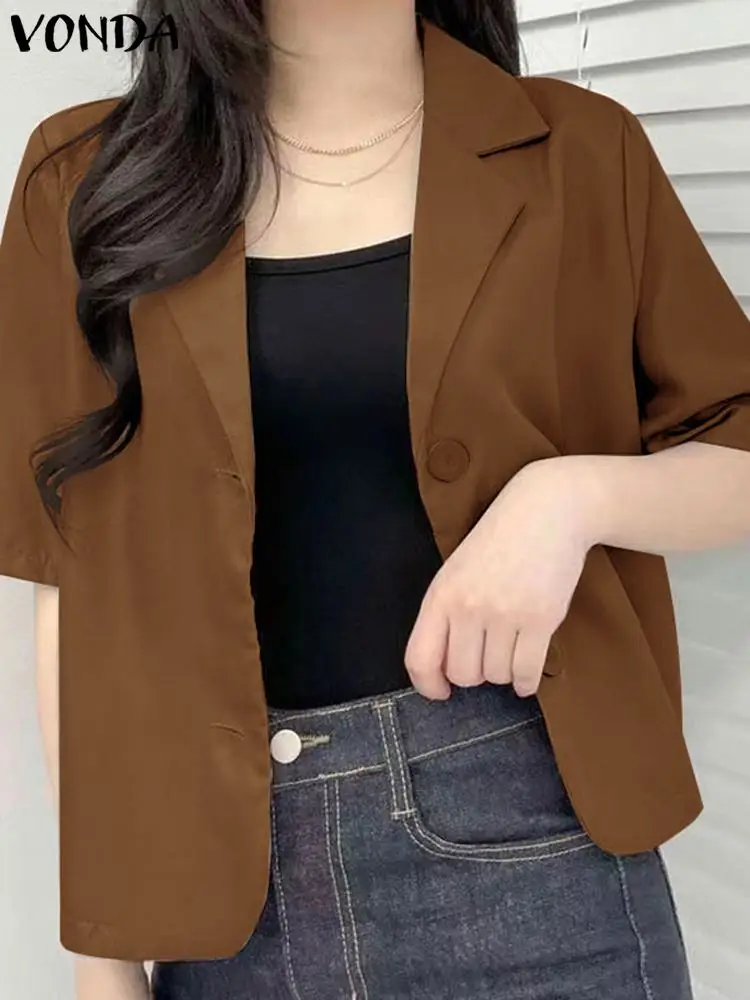 VONDA Oversize Y2K Fashion Outerwear Loose Buttons Poncho Femme Solid Office Elegant Blazer Jacket Lapel Neck Short Sleeve Coats
VONDA Oversize Y2K Fashion Outerwear Loose Buttons Poncho Femme Solid Office Elegant Blazer Jacket Lapel Neck Short Sleeve Coats