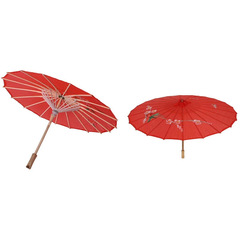 2 Pcs Plum Blossom Pattern Red Bamboo Oriental Umbrella Parasol 31.5inch Dia & 21inch Dia
2 Pcs Plum Blossom Pattern Red Bamboo Oriental Umbrella Parasol 31.5inch Dia & 21inch Dia