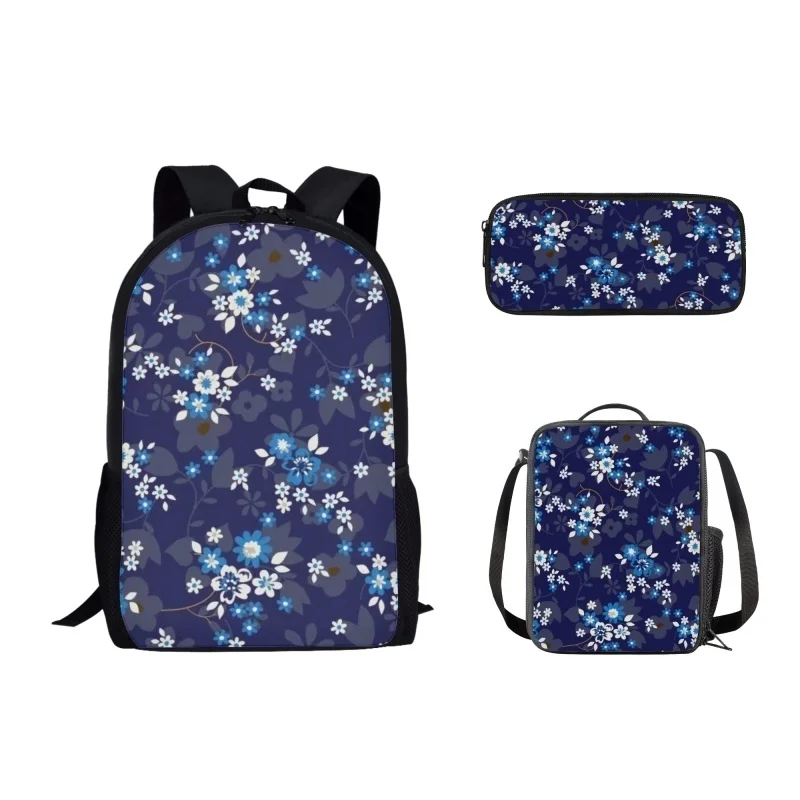 

Набор школьных сумок для мальчиков и девочек, простой рюкзак с принтом из сломанных цветов для подростков, студенческий кампус, сумка для обеда, пенал, 3 шт.