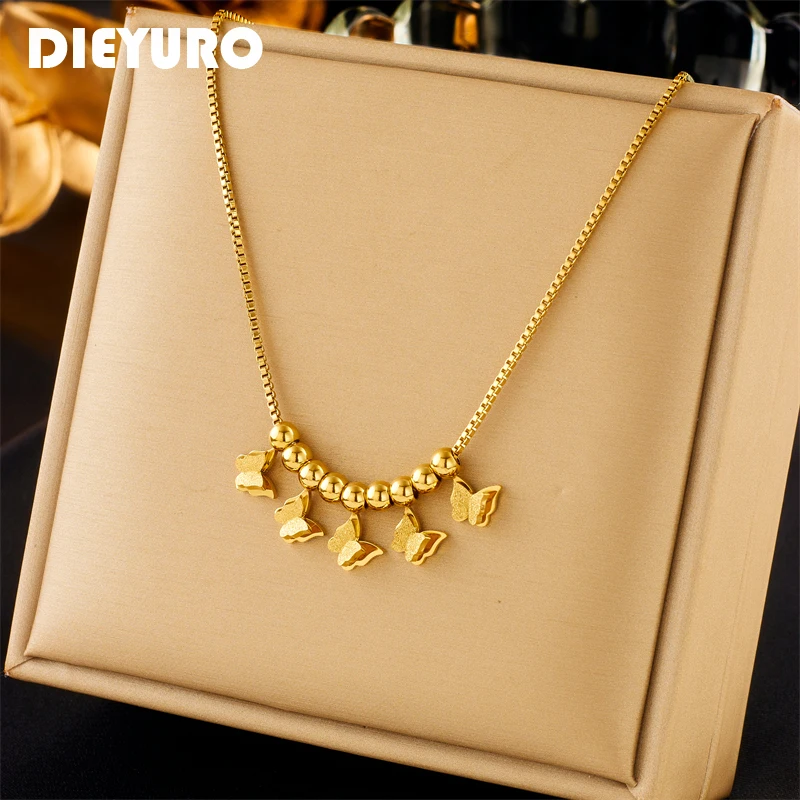 DIEYURO 316L Stainless Steel Gold Color Butterfly Pendant Necklace For Women Girl Trendy Choker Jewelry Gift Party collier femme
DIEYURO 316L Stainless Steel Gold Color Butterfly Pendant Necklace For Women Girl Trendy Choker Jewelry Gift Party collier femme