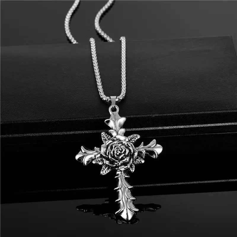 European And American Personality Retro Hipster Rose Cross Men And Women Long Necklace Hip Hop Couple Pendant Sweater Chain
European And American Personality Retro Hipster Rose Cross Men And Women Long Necklace Hip Hop Couple Pendant Sweater Chain